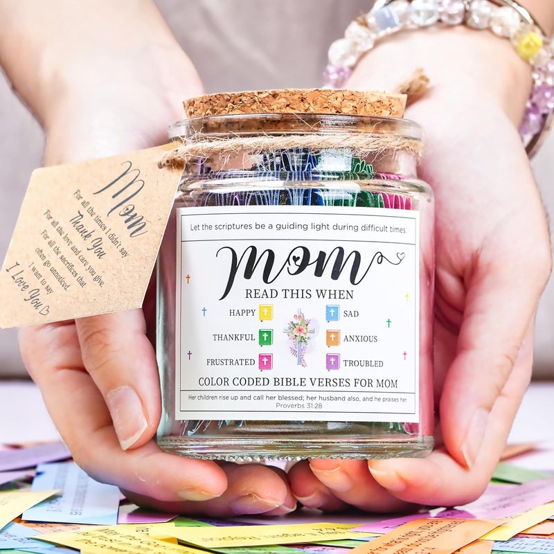 SOLMAYCO Mothers Day Gifts for Mom – Bible Verse Jar with 92 Scriptures of Faith & Encouragement | Christian Easter Gift for Mother | Spiritual Affirmation Jar | Meaningful Gift from Daughter or Son - Image 2